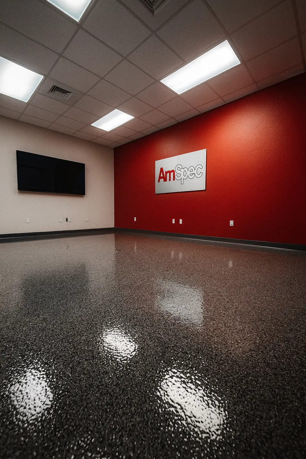 Commercial epoxy flooring for a retail space in League City installed by Houston Floor Coatings
