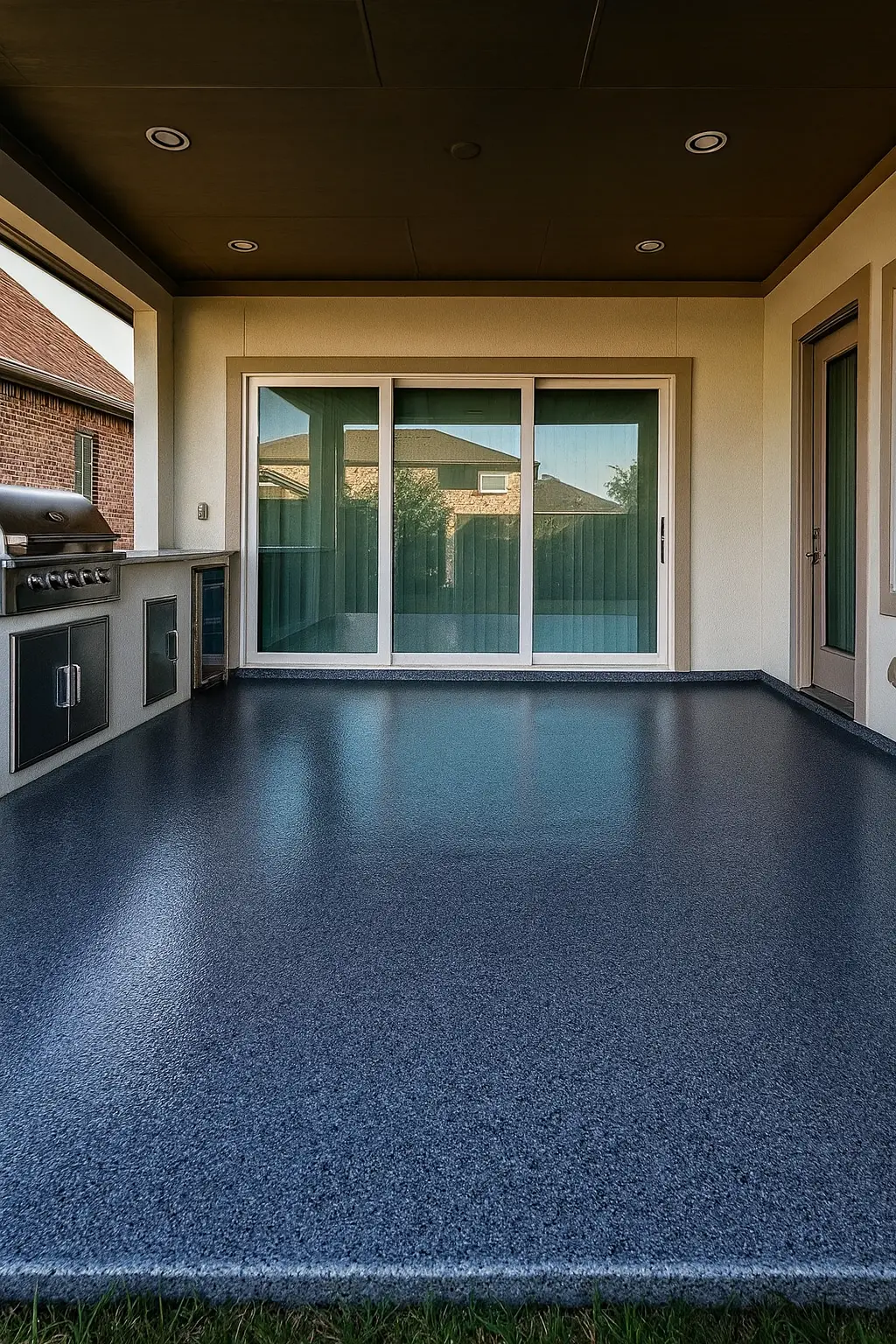 Polyaspartic Flake System on Patio in Kingwood Texas by Houston Floor Coatings