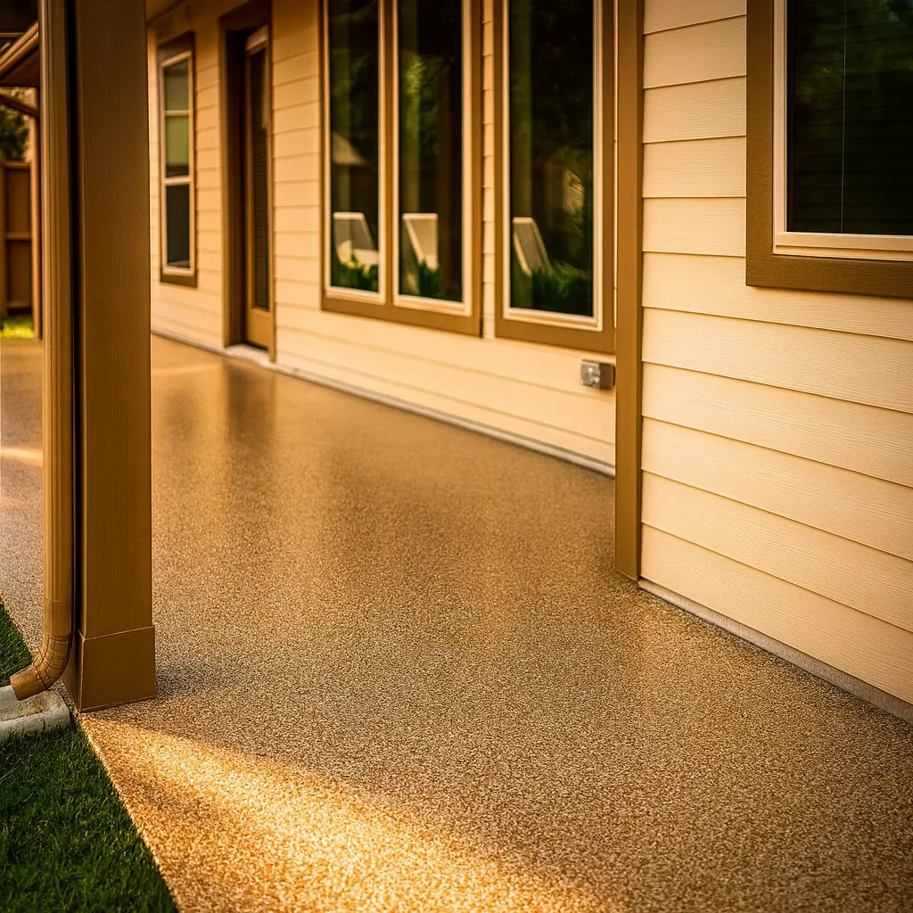 Patio concrete coating with slip-resistant finish, Houston