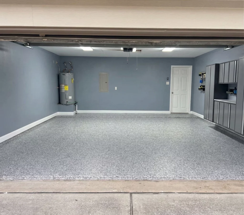 Finished metallic epoxy garage floor, Houston TX