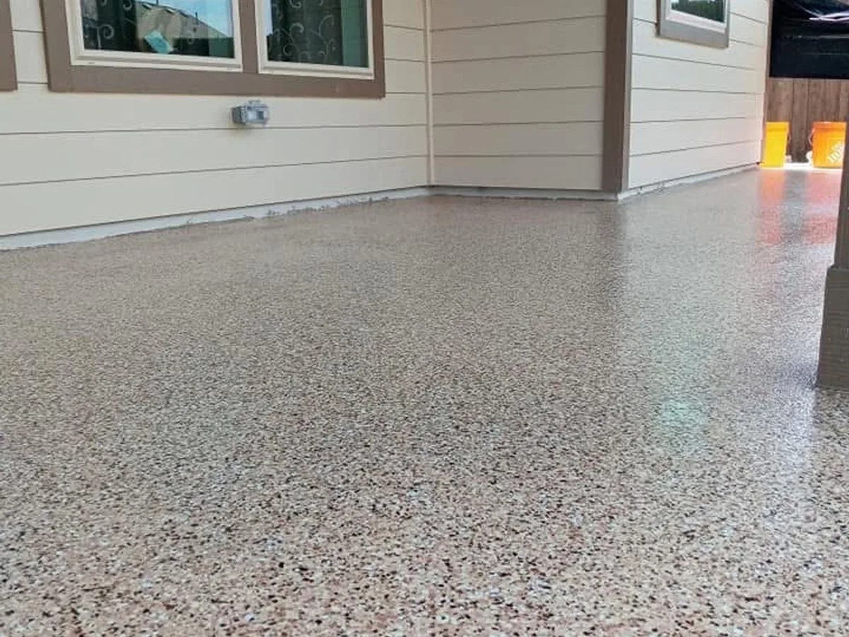 Epoxy garage floor coating in a Bridgeland home in Cypress, TX