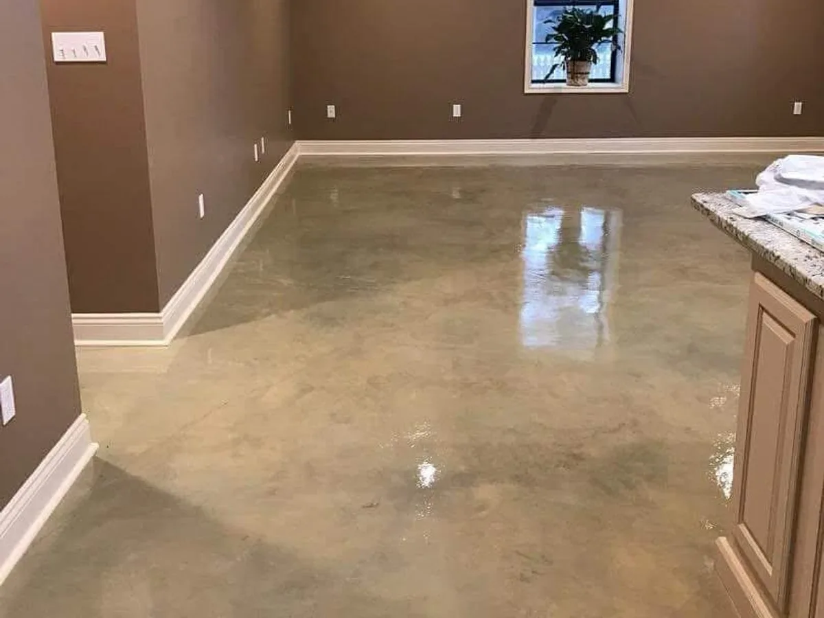 Metallic epoxy garage floor in a luxury Memorial or River Oaks home